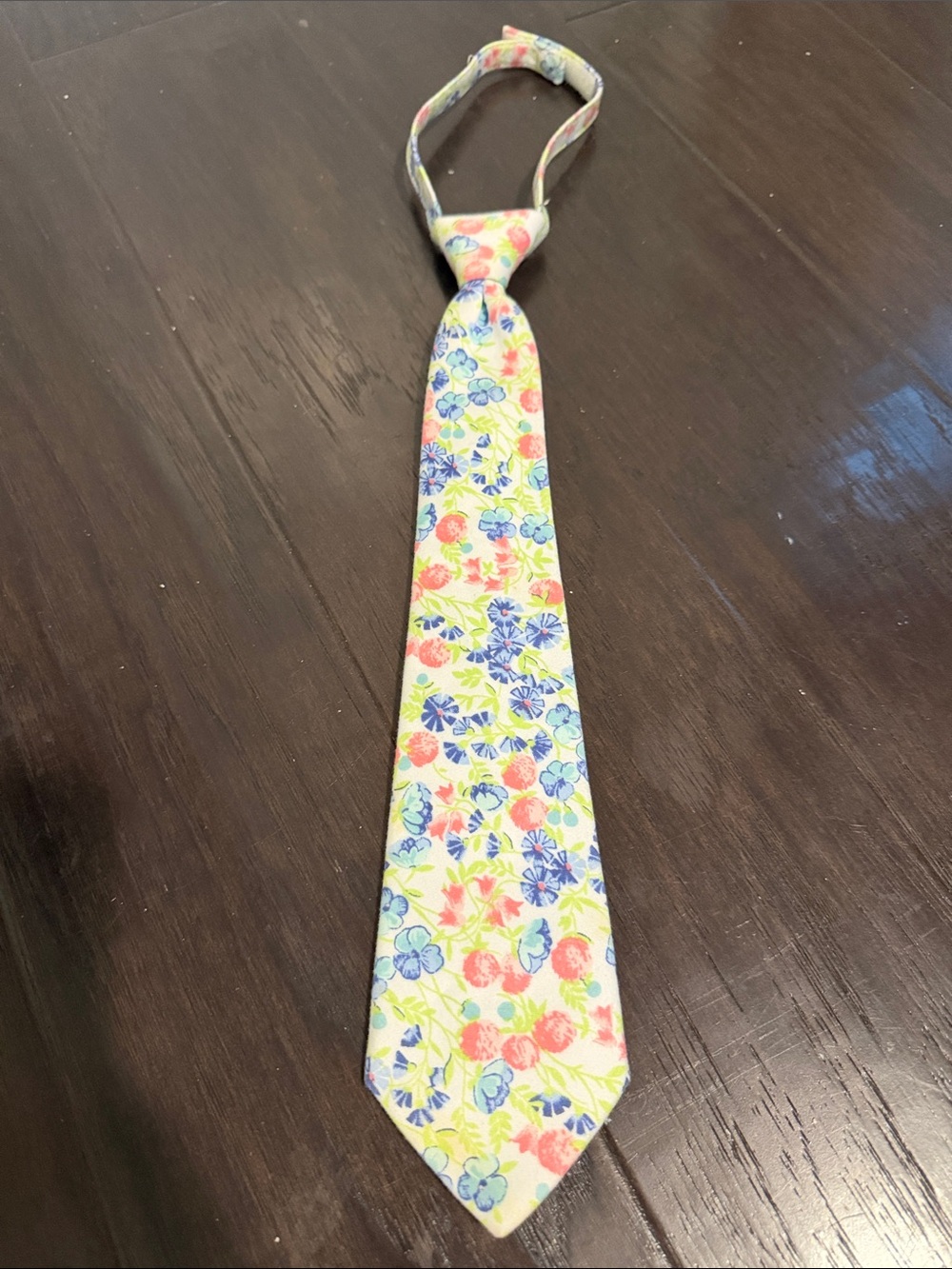 Kids Floral Print Clip-On Tie in Yellow with Blue and Pink Flowers
